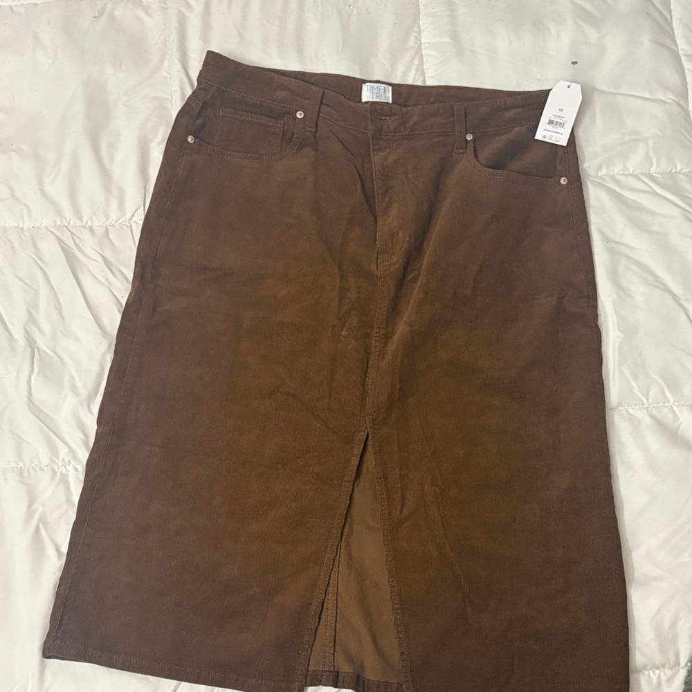 Time and Tru Brown Midi Skirt